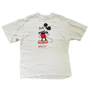 Mickey Inc. VTG 90s Embroidered Mickie Mouse Heavyweight White T-shirt - XL